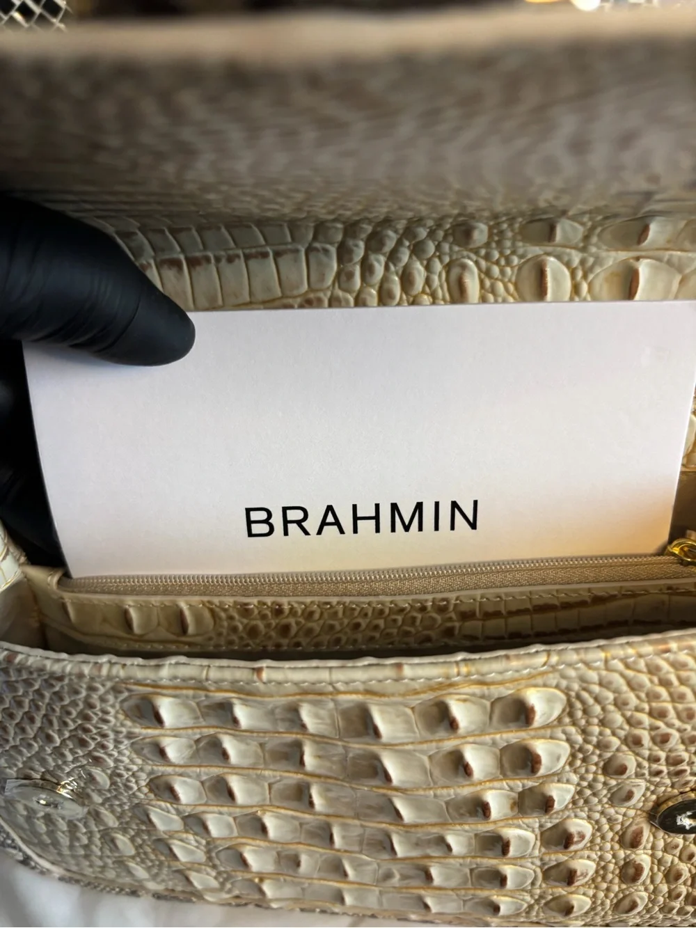 💕Brahmin Rosalie Ivory Iguana Rockville Crossbody Bag